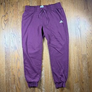Adidas Jogger Pants Womens XL Maroon French Terry Elastic Waist Pockets Athletic